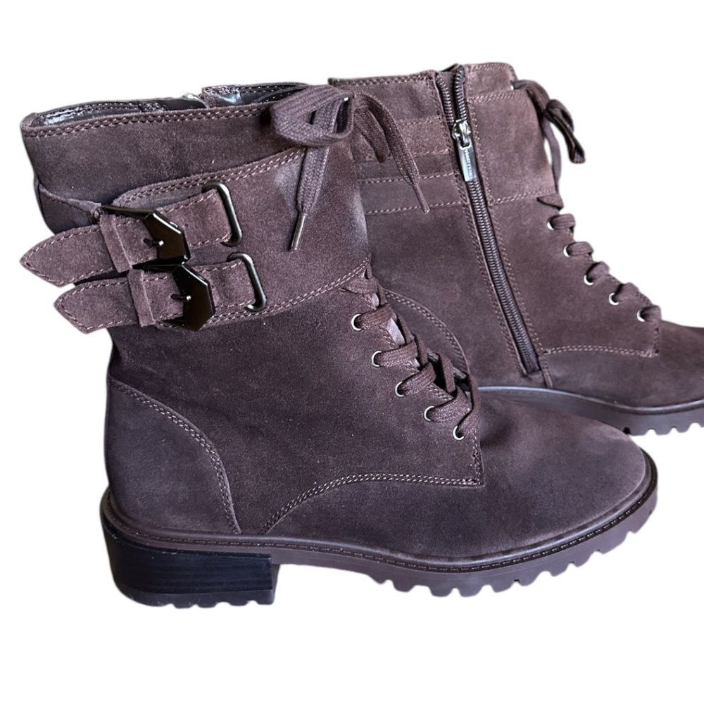 Vince Camuto Brown Suede Combat Boots